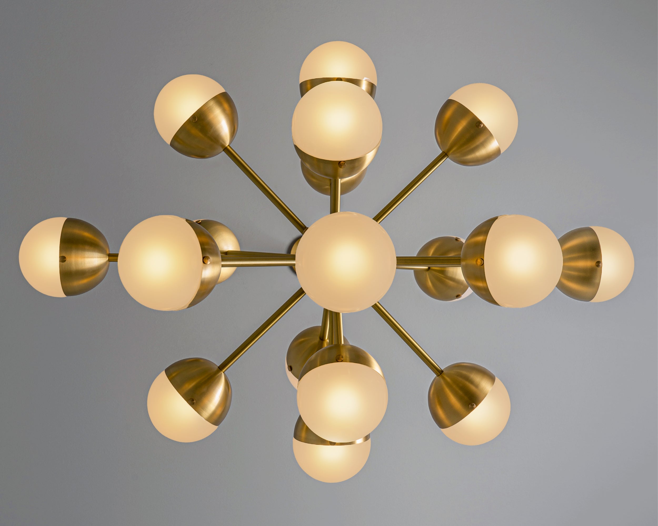 Schwung Molecule Spark Oval 17 Frosted Hemisphere Chandelier